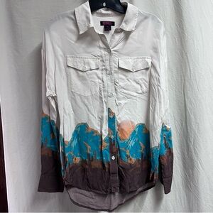 Rock & Roll Denim Women's Small Desert Scenery Boyfriend Button Shirt Natural